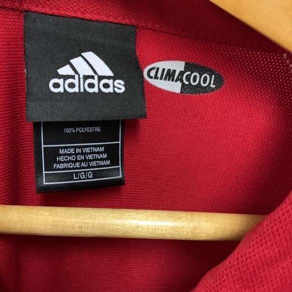 Adidas NWOT University of Wisconsin Red White Black SS Performance Polo Size L - Picture 4 of 10